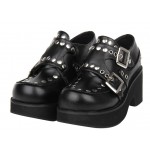 Black Metal Studs Lolita Platforms Punk Rock Chunky Heels Creepers Shoes